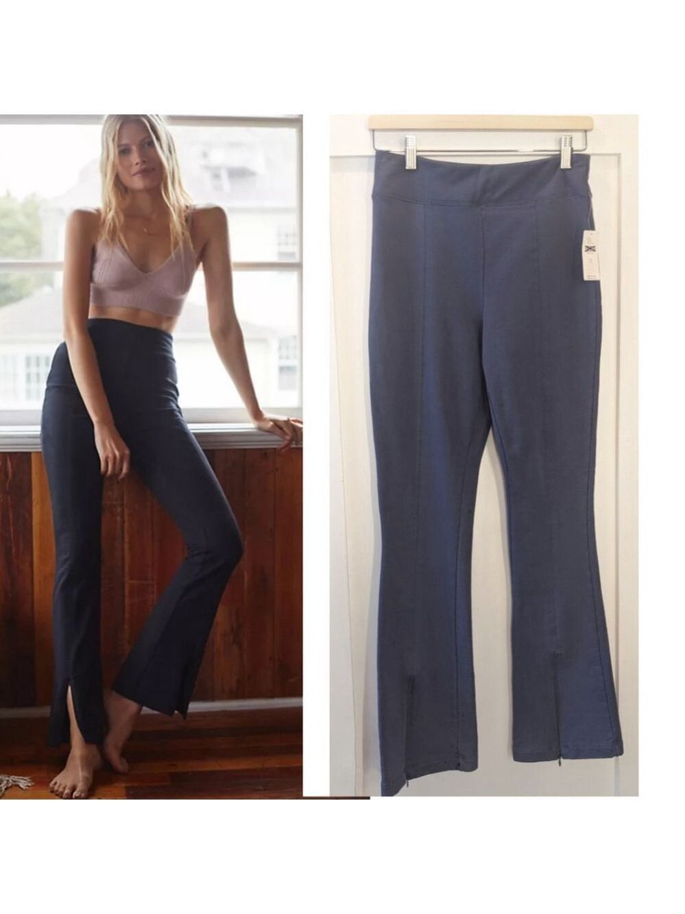 {flaws} NWT Daily Practice by Anthropologie | Zip-Front Flared Leggings in blue